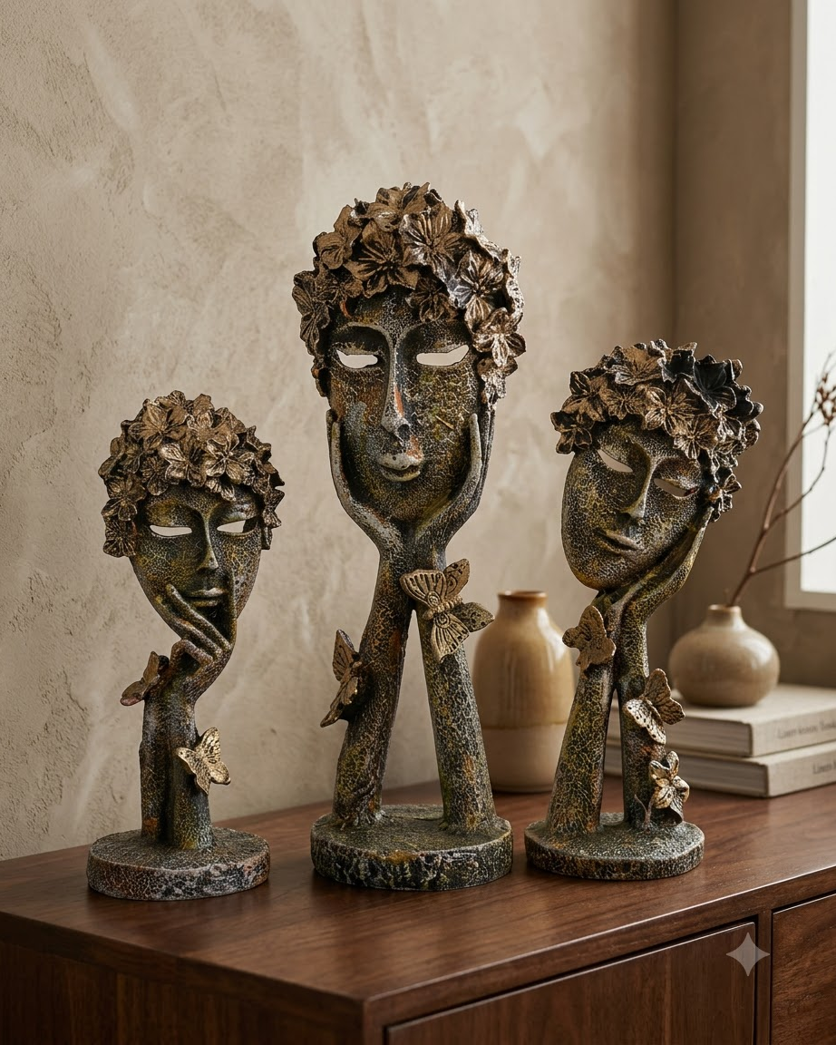 Floral Face Showpiece Set of 3