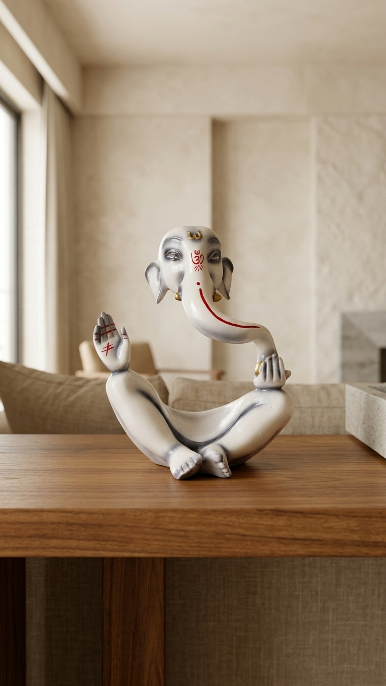 Handcrafted Modern White Ganesha