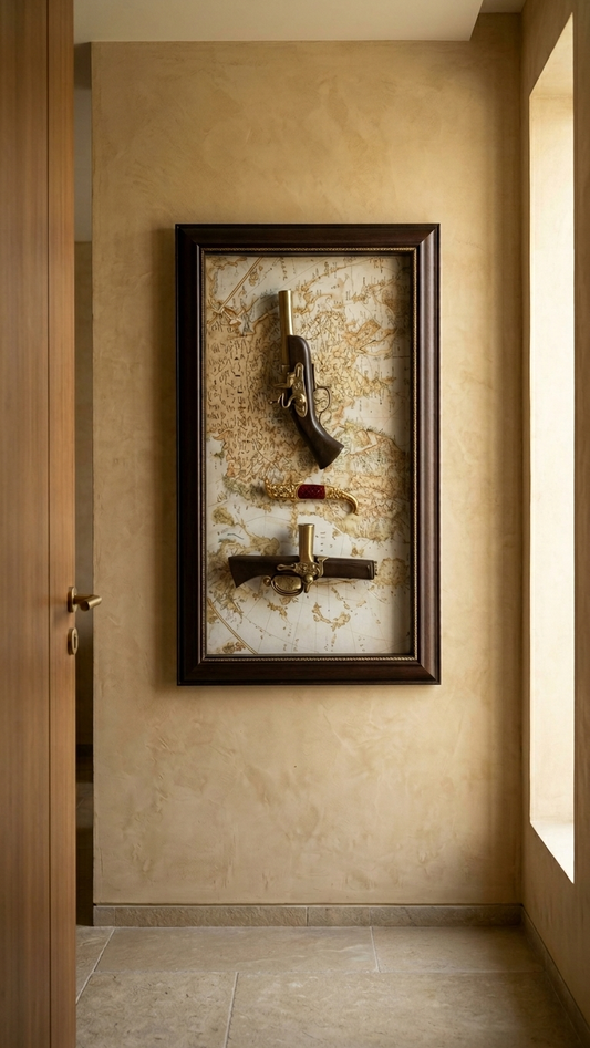 Vintage pistol wall art frame India – Antique Decor for Living Room