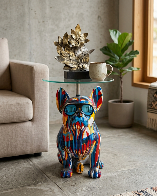 Handcrafted Pop Art French Bulldog Side Table