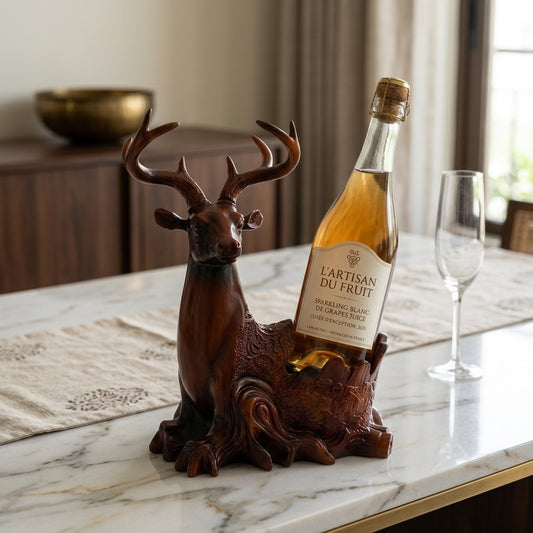 Handcrafted Resin Deer Holder Showpiece with Wood Finish – ISH