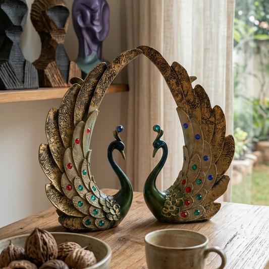Royal Peacock Pair Showpiece