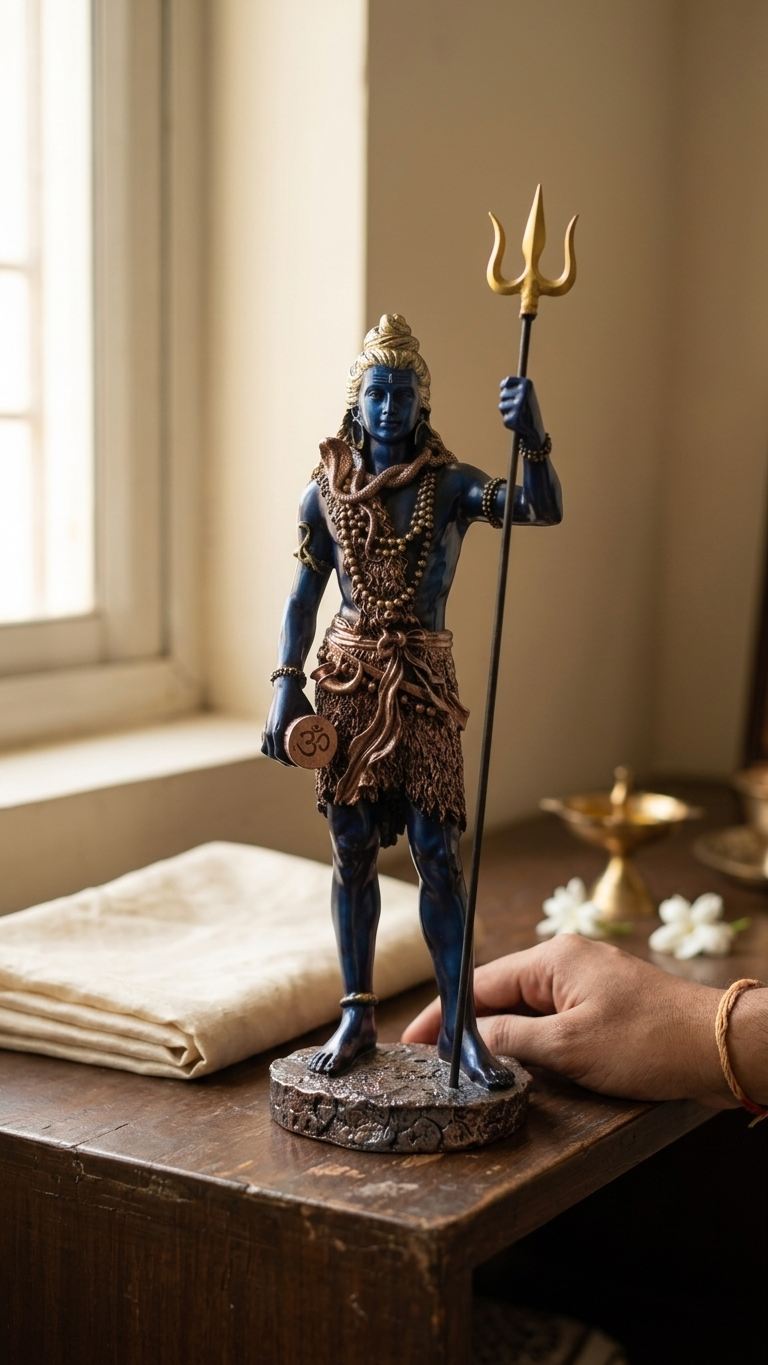 Lord Shiva Statue with Trishul for Home Decor