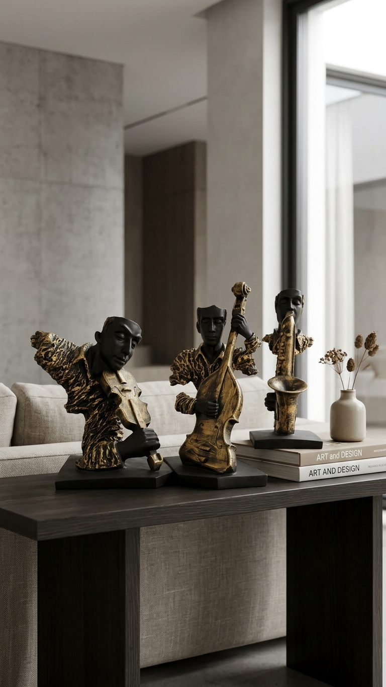 Handcrafted Musician Sculpture Set – Premium Musical Trio Showpiece for Home Decor