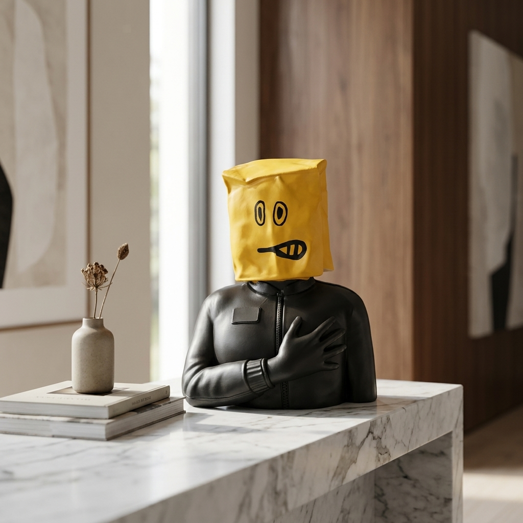Black Bag Head Sculpture