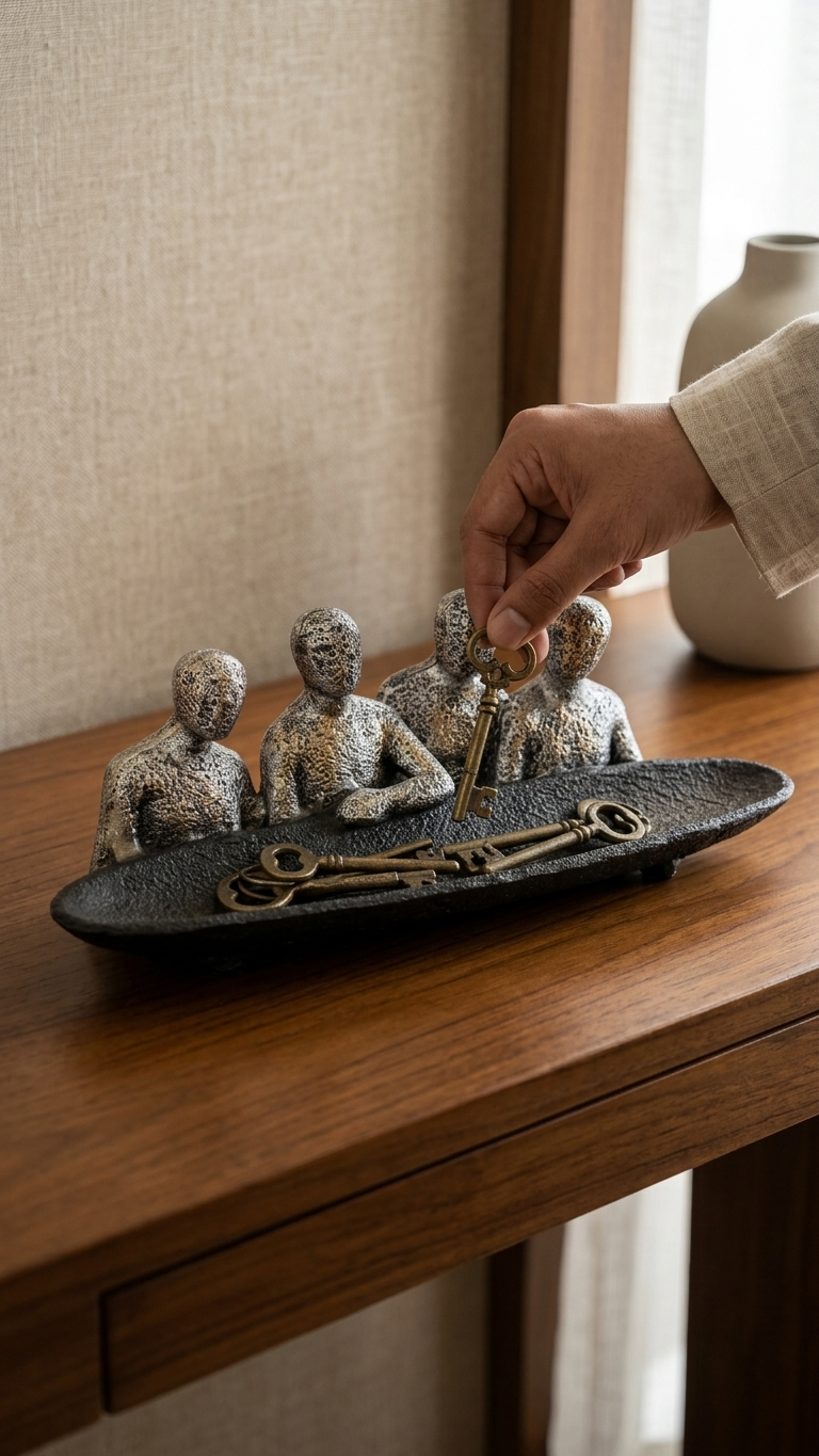 Handcrafted Abstract Human Figurine Bowl Showpiece
