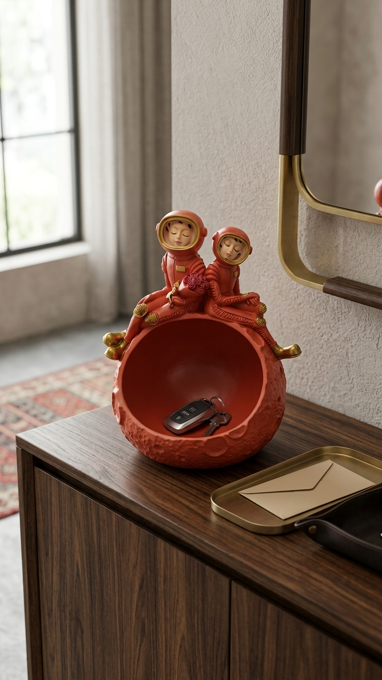 Cute Astronaut Couple Flower Pot Showpiece for Living Room & Home Decor | Modern Decorative Planter