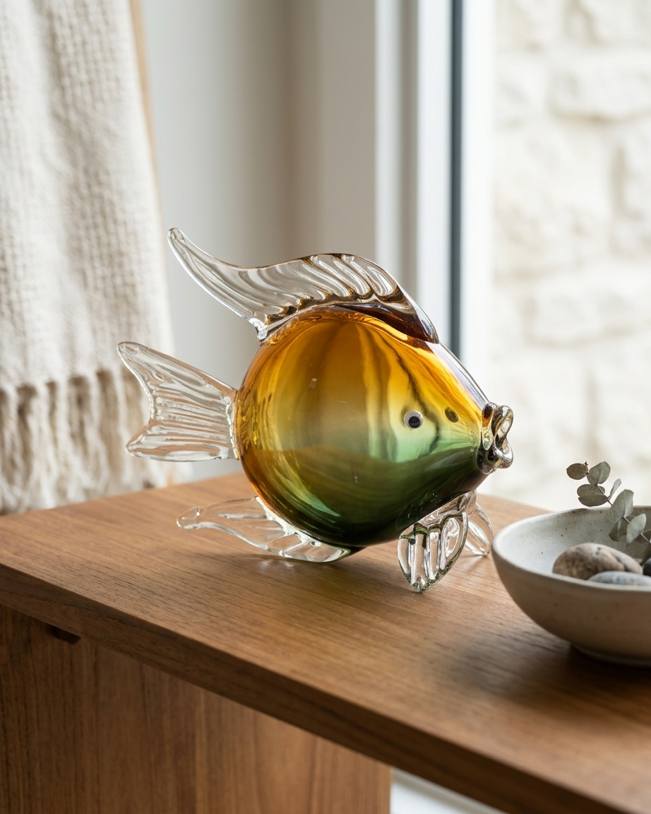 Handcrafted Glass Tropical Fish Showpiece – Premium Art Glass Home Decor