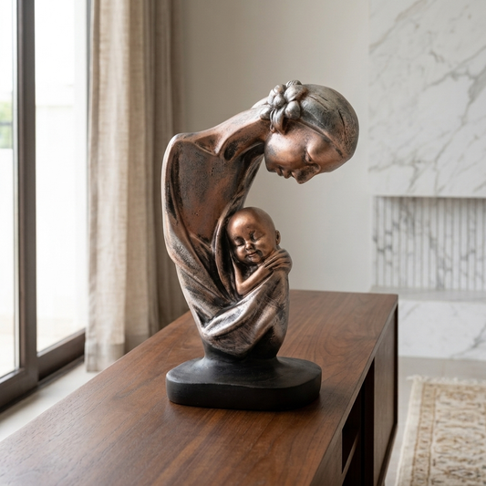 Handcrafted Mother and Baby Sculpture