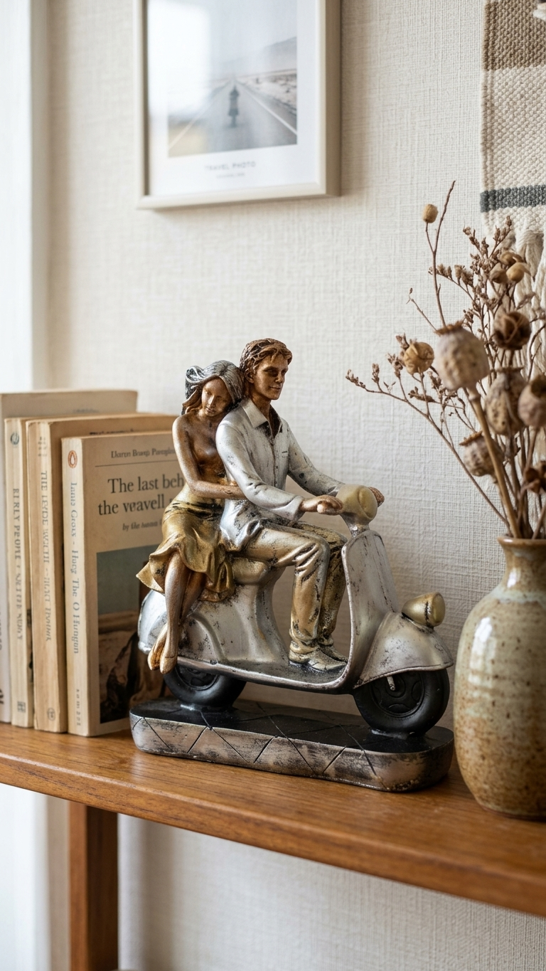 Handcrafted Romantic Couple Scooter Showpiece