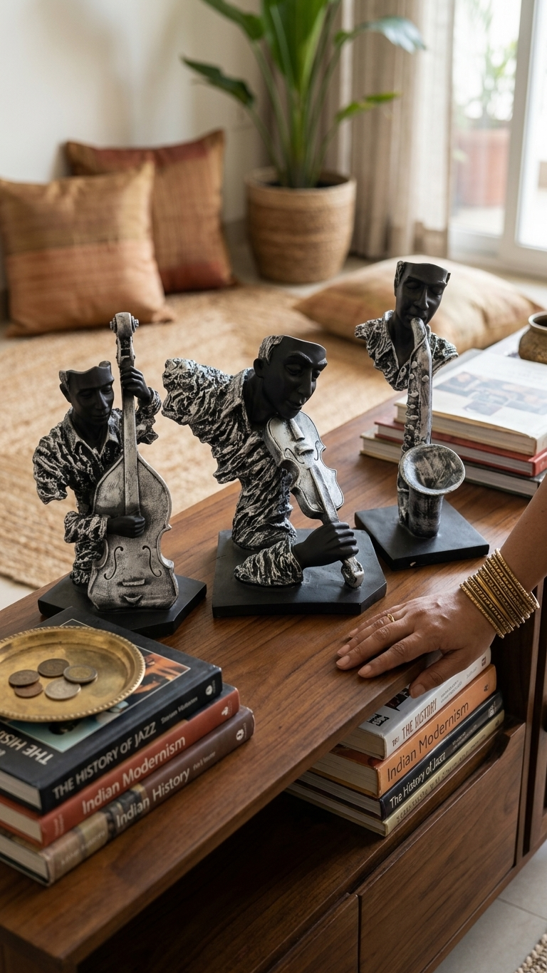 Handcrafted Musician Sculpture Set – Premium Musical Trio Showpiece for Home Decor
