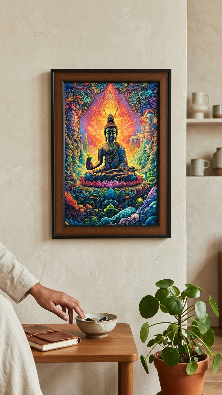 Handcrafted Meditating Buddha Wall Frame 