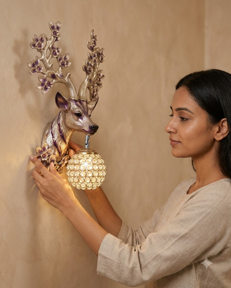 Antler Deer Wall Light