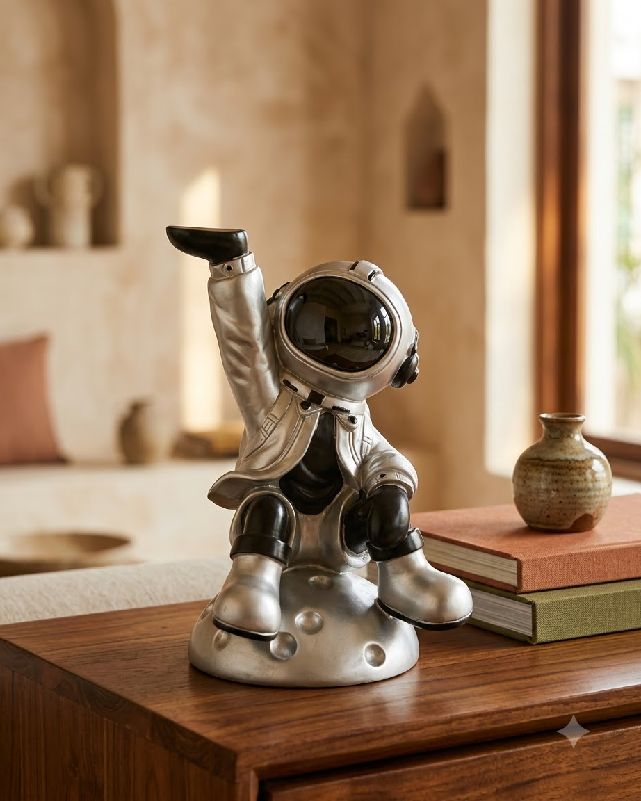 Silver Astronaut Showpiece for Home Decor