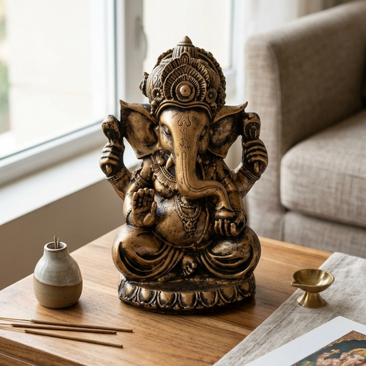 Handcrafted Brass Finish Ganesha Idol
