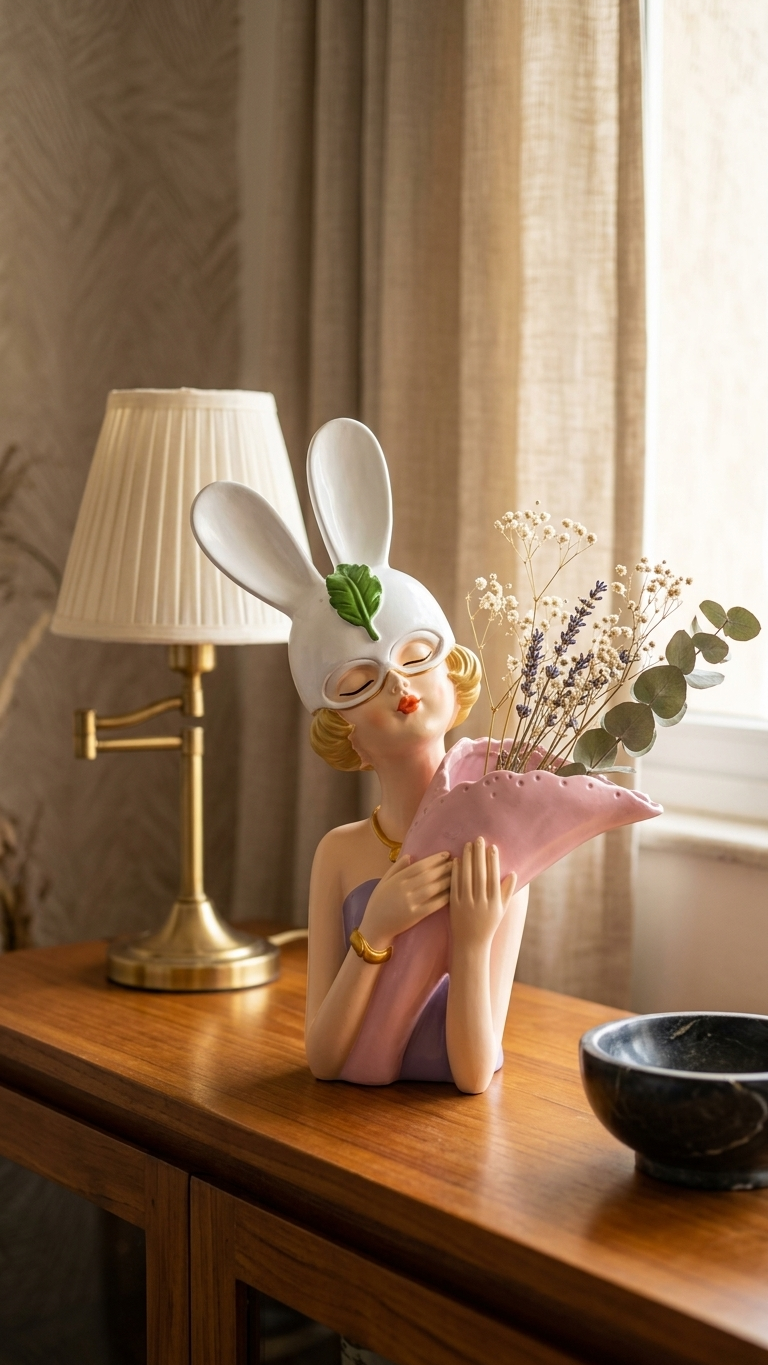 Bunny Girl Flower Vase Showpiece | Premium Modern Home Decor