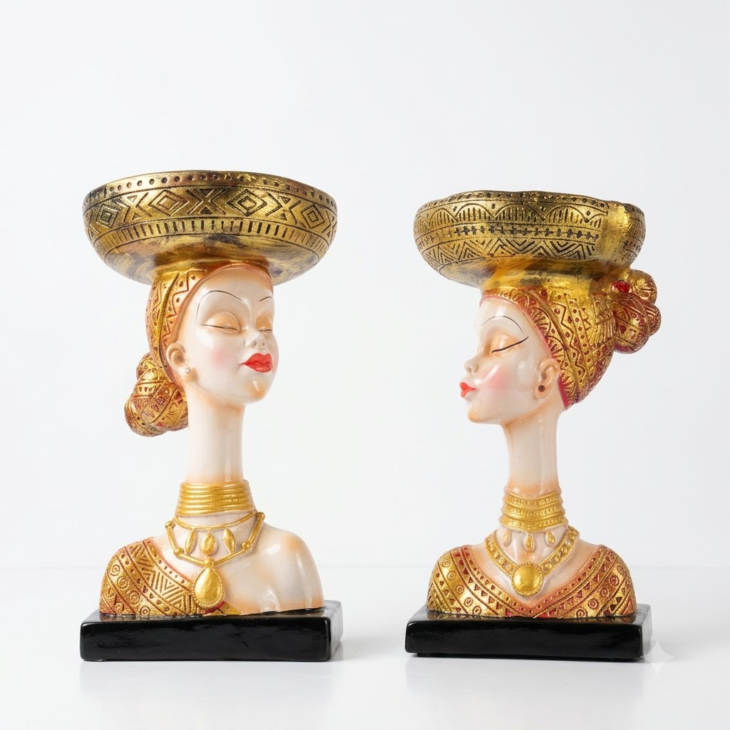 Lady Face Showpiece Set