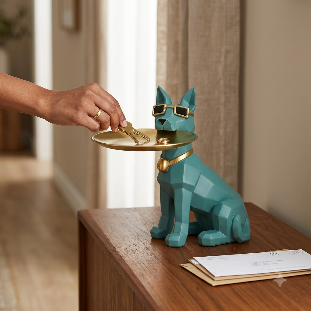 Dog with Golden Tray