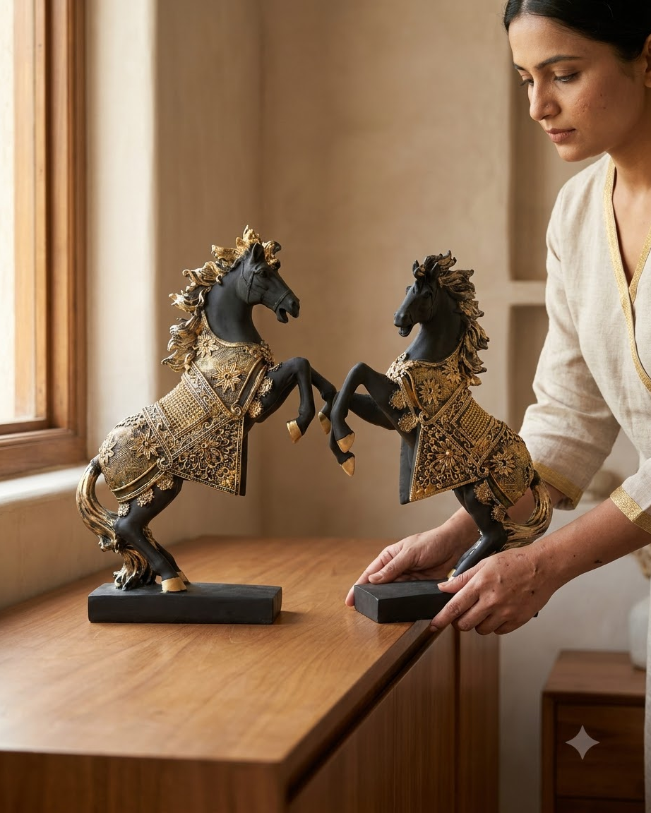 Black and Gold Horse Set of 2