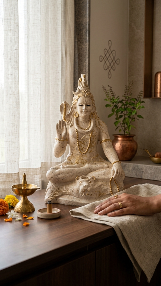 Handcrafted White Shiva Idol for Home Temple & Spiritual Decor – Made in India