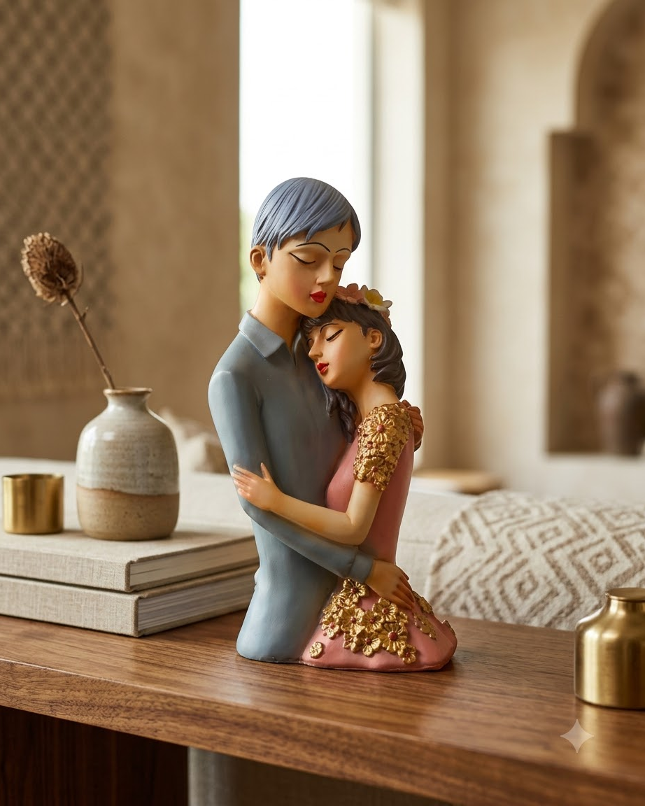 Romantic Couple Embrace Showpiece for Home Decor
