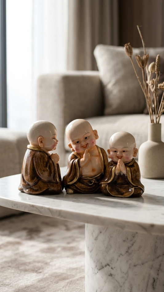Smiling monk figurines for home decor India – Handcrafted Buddha Statues for Home Decor & Feng Shui Gift India