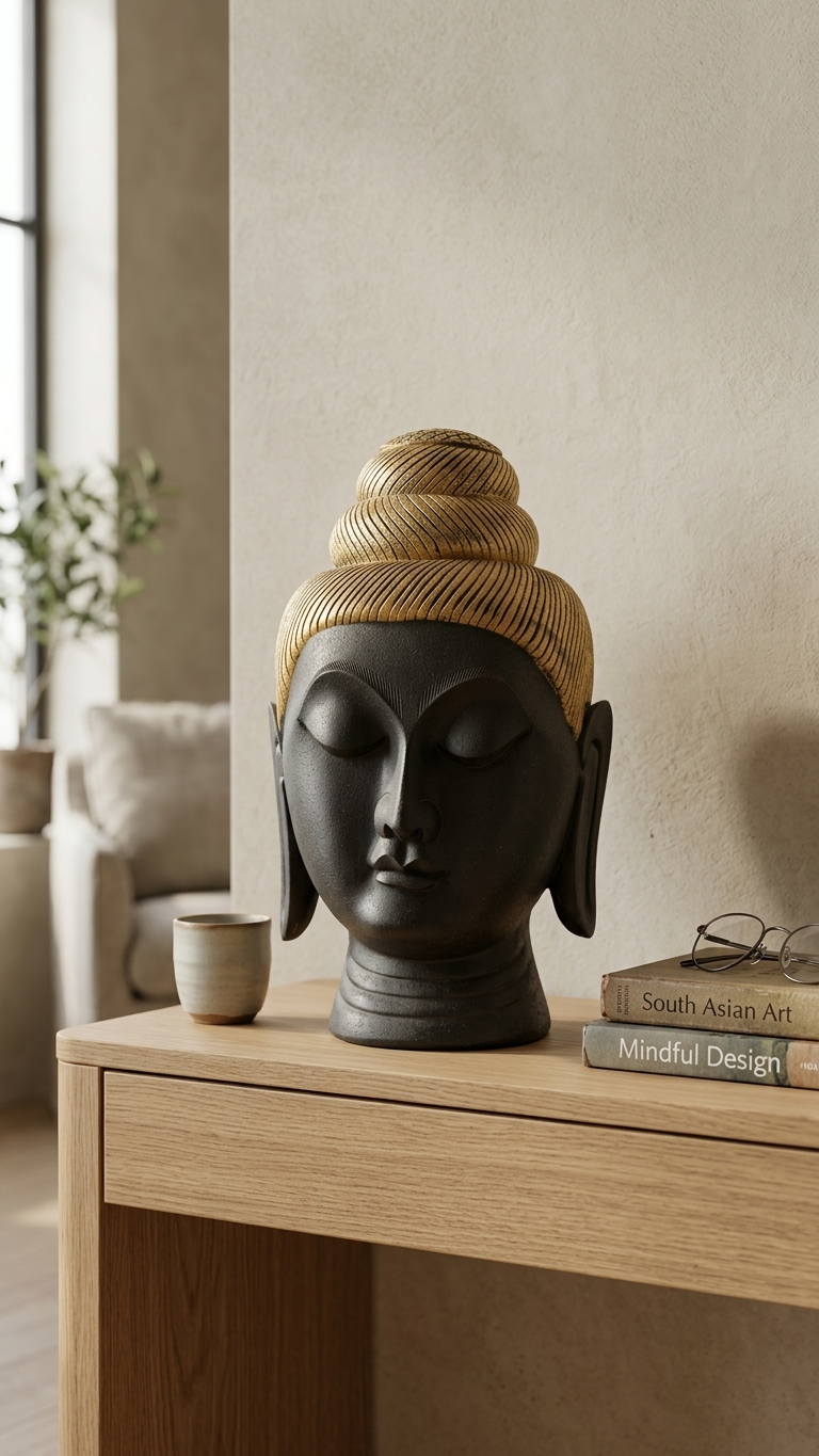 Handcrafted Buddha Head Sculpture – Premium Meditative Home Decor Showpiece