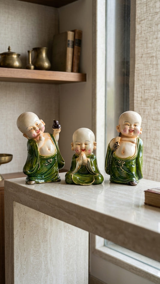Handcrafted Monk Showpiece 3 Pieces Set – Three Wise Monk