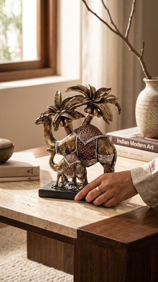 Camel family showpiece for home decor India – Premium Luxury Home Decor Sculpture India
