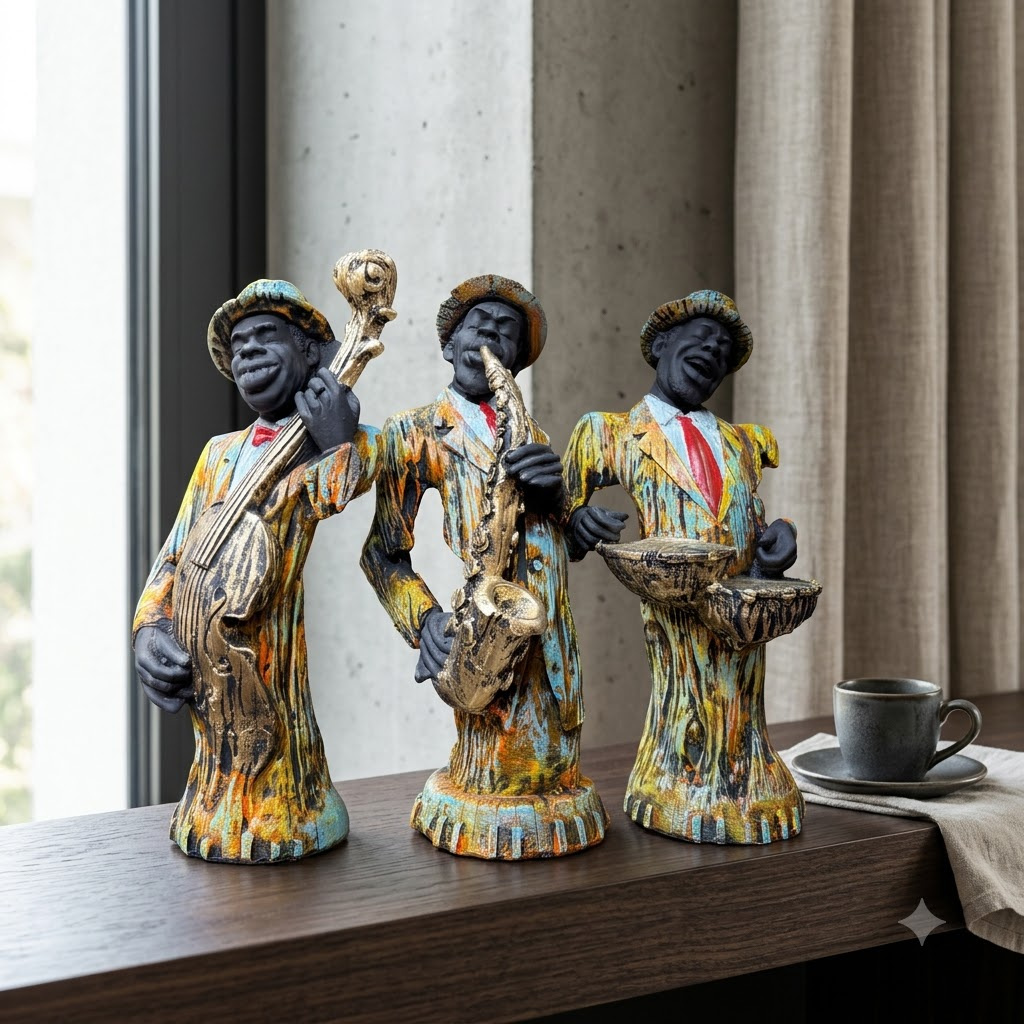 African Musician Showpiece Set of 3