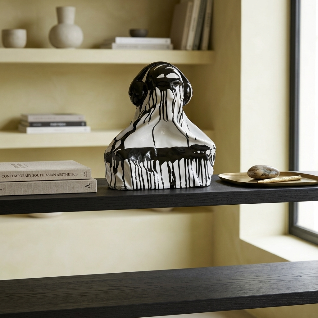Black White Drip Dog Sculpture