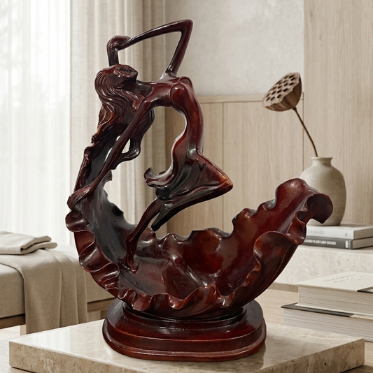 Dancing Lady Showpiece in Wood Finish 