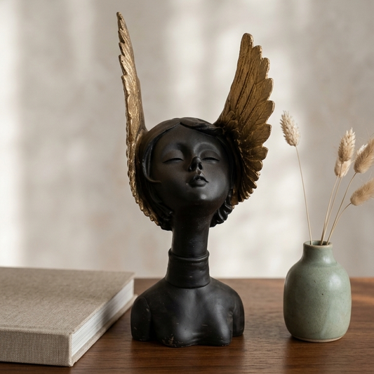 Handcrafted Black Angel Wings Lady