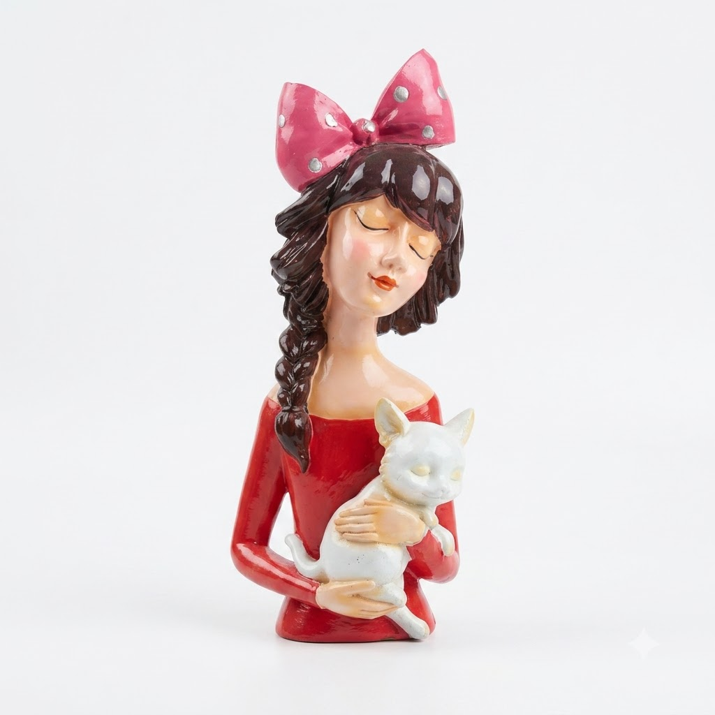 Girl with Cat Showpiece