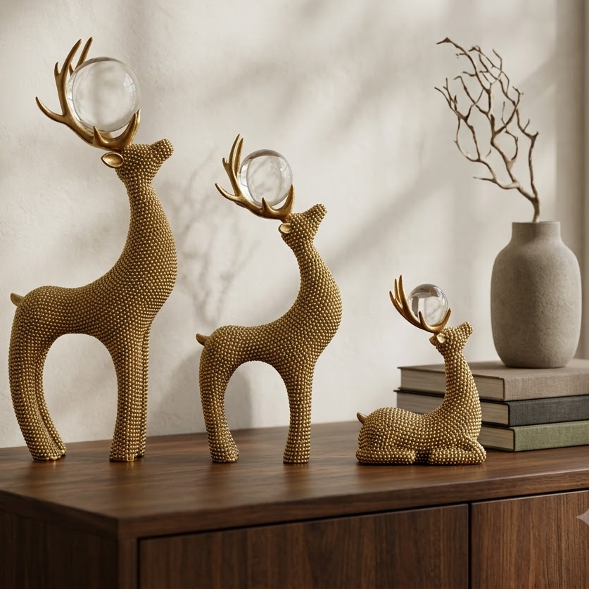 Golden Deer Set of 3