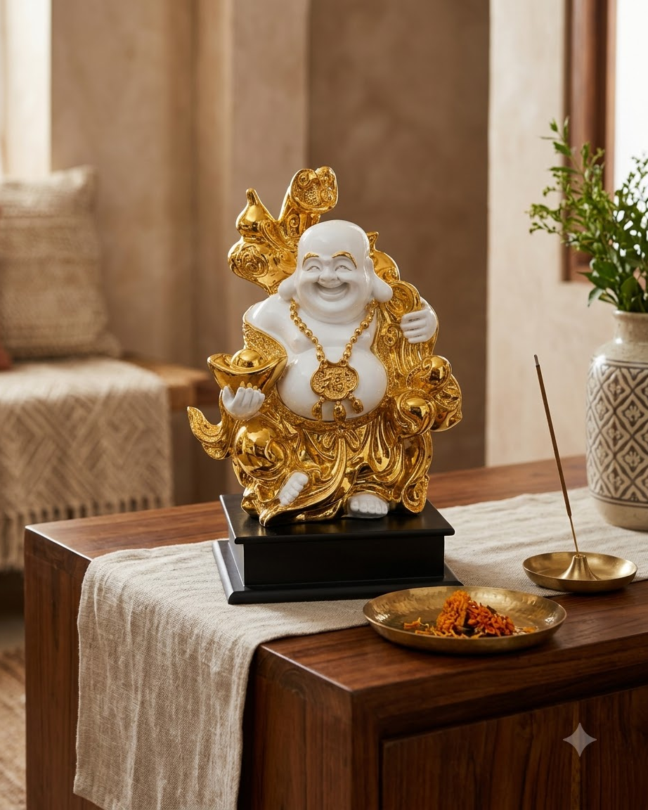 Golden & White Laughing Buddha