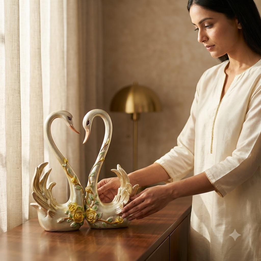 Swan Couple Showpiece