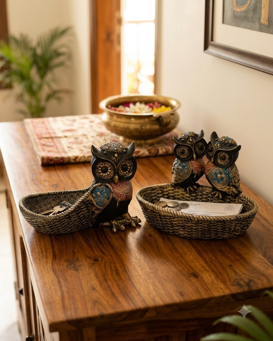 Owl Key Holder Tray Set