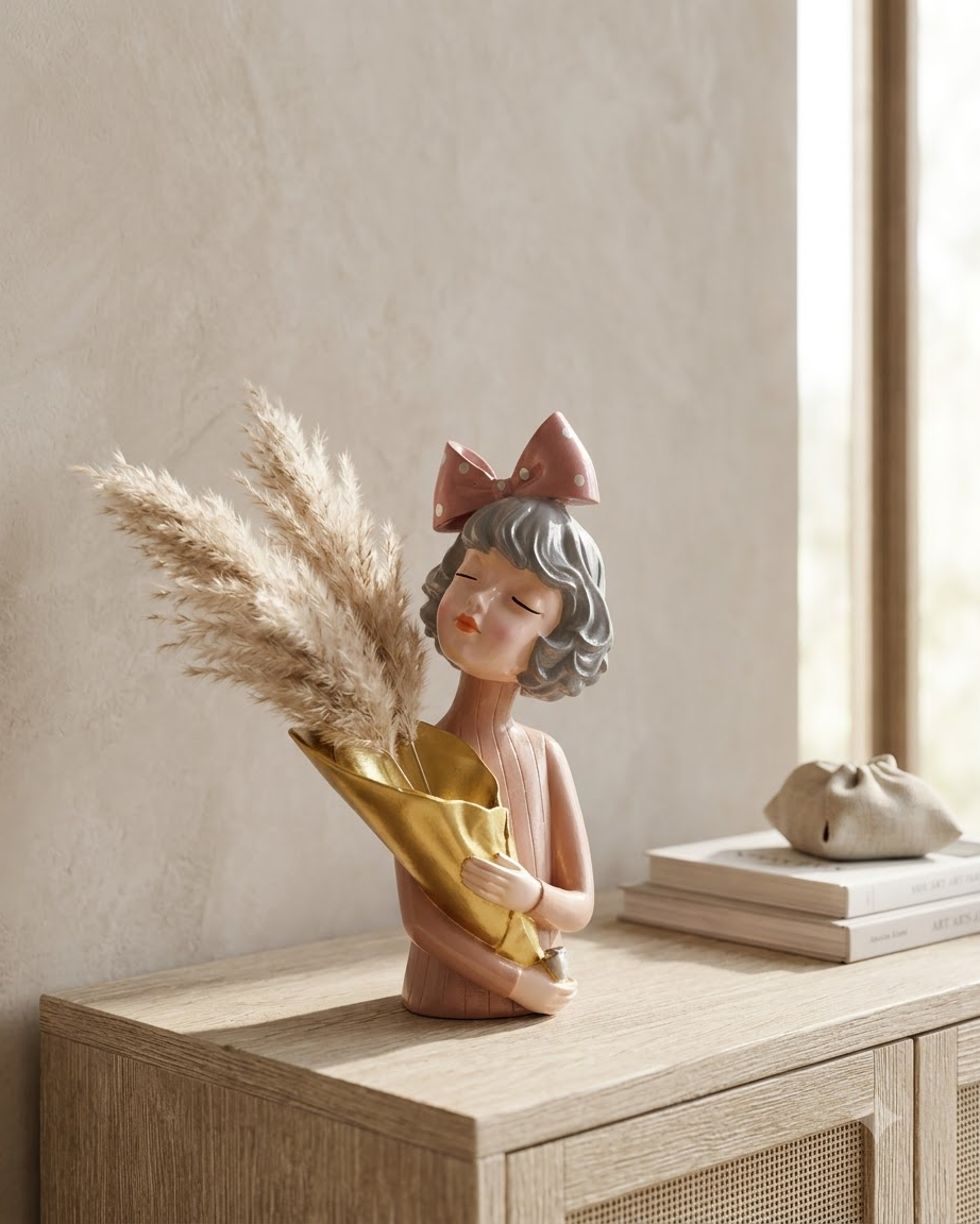 Girl Flower Vase Showpiece