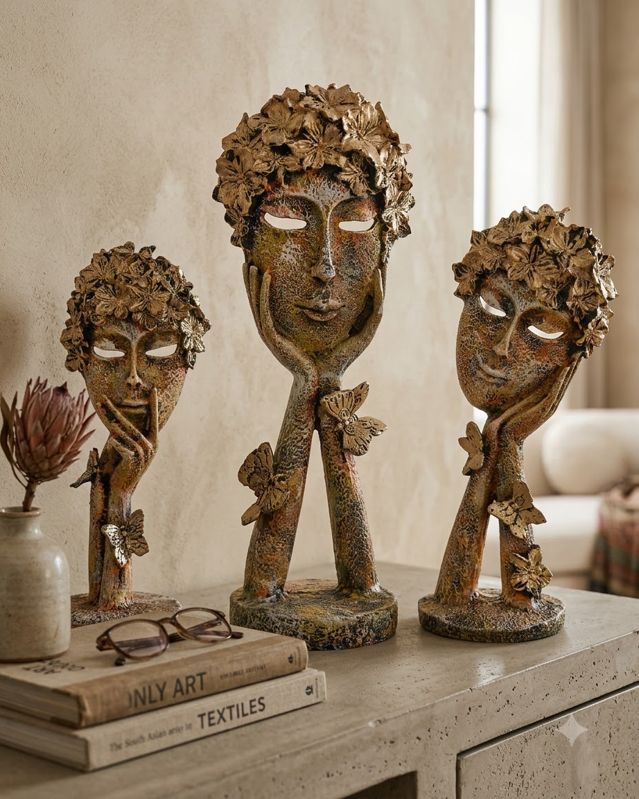 Floral Face Showpiece Set of 3