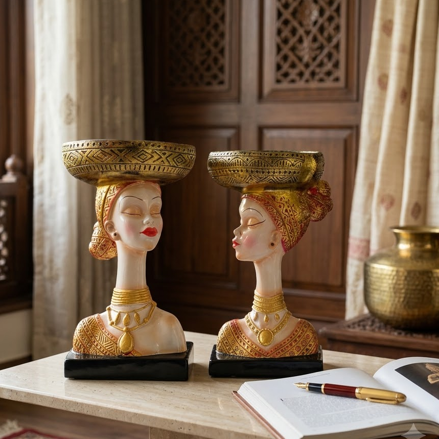 Lady Face Showpiece Set