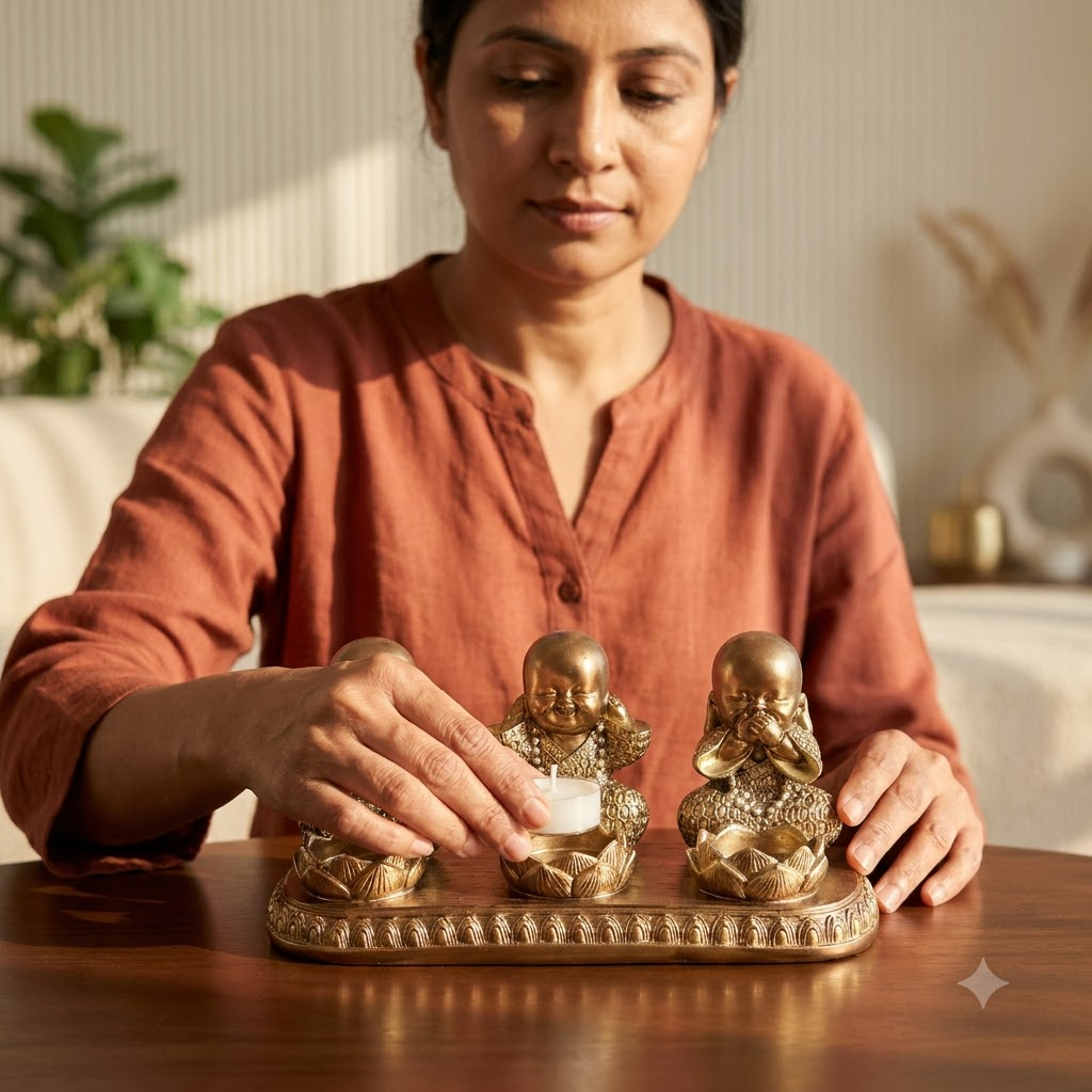 3 Wise Monks Candle Holder