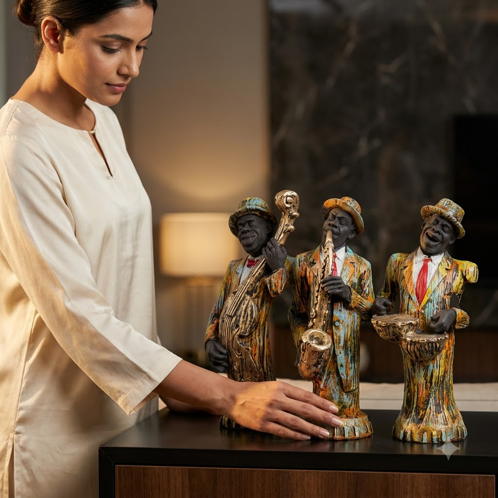 African Musician Showpiece Set of 3