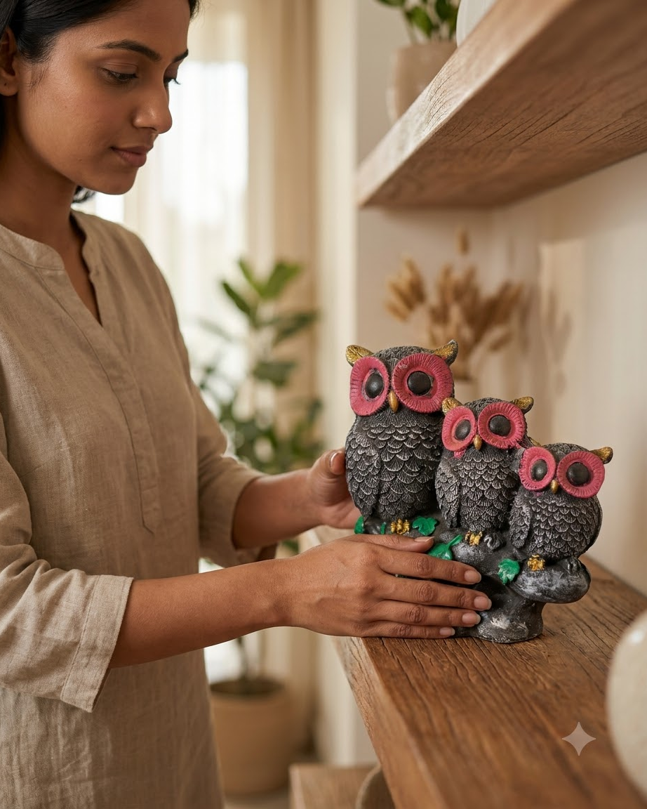 Three Owls Showpiece Set of 3