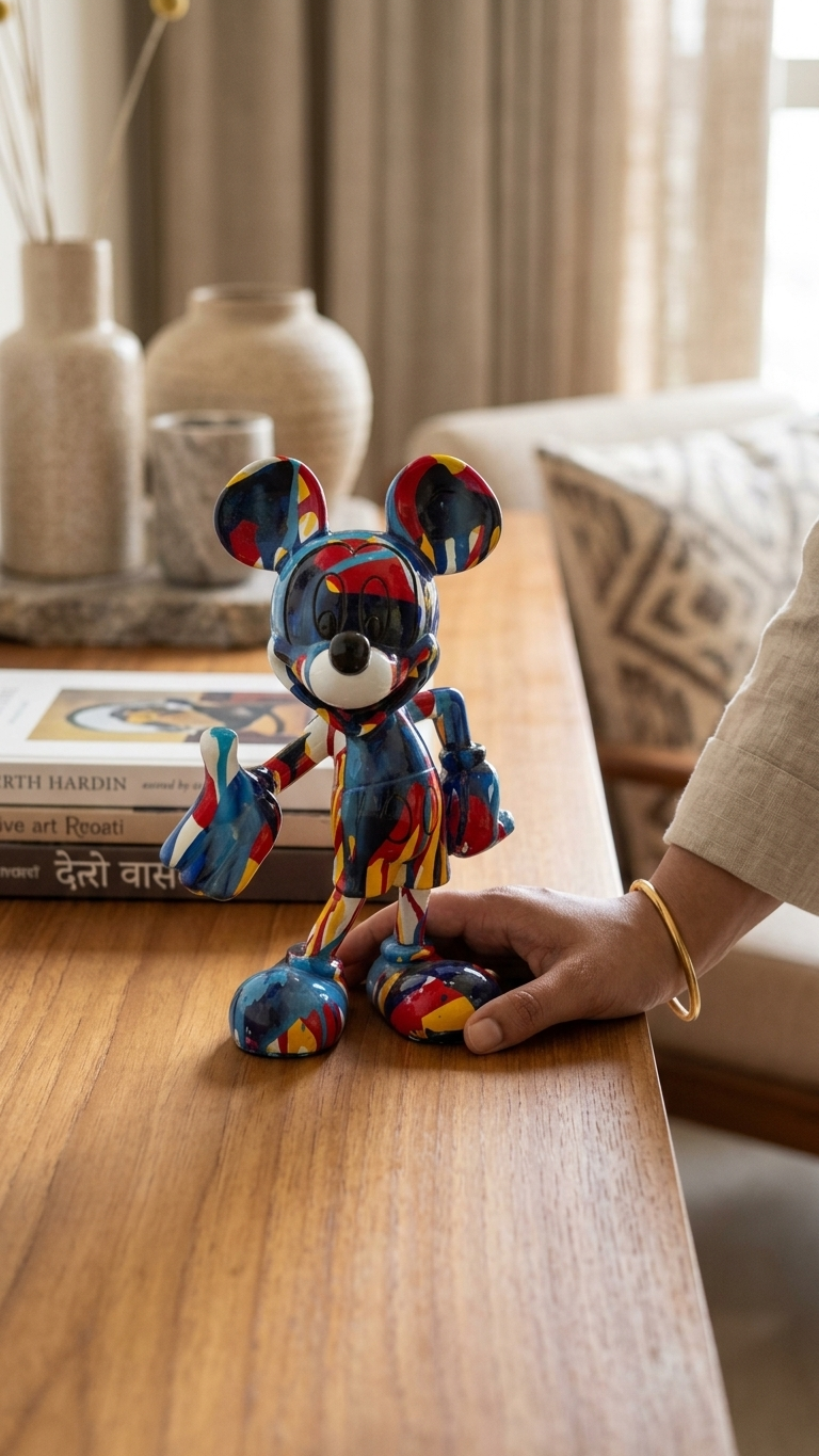 Handcrafted Abstract Mickey Mouse Showpiece – Artistic Character Sculpture