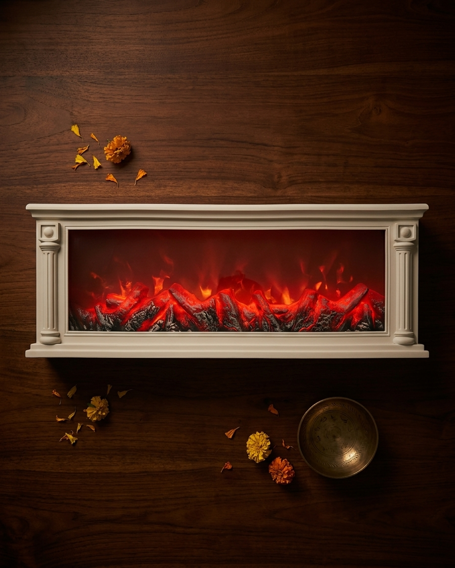 Handcrafted LED Fireplace Showpiece – Luxury Decorative Tabletop & Console Accent