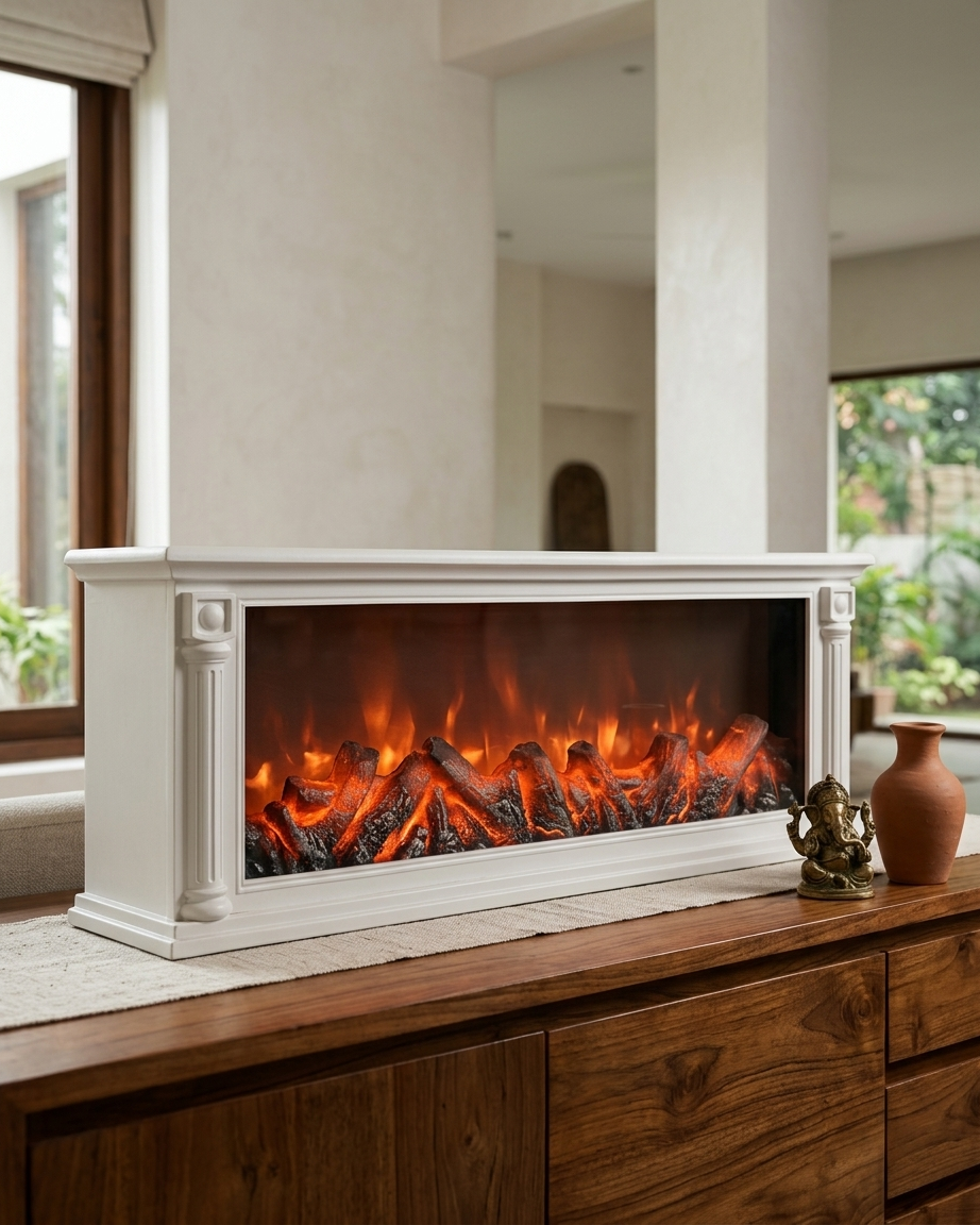 Handcrafted LED Fireplace Showpiece – Luxury Decorative Tabletop & Console Accent
