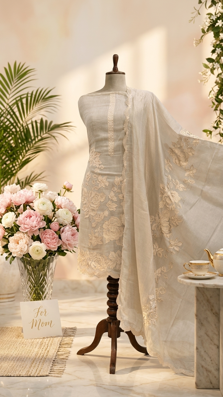Beige Embroidered Designer Suit Set with Dupatta – Luxury Ethnic Wear