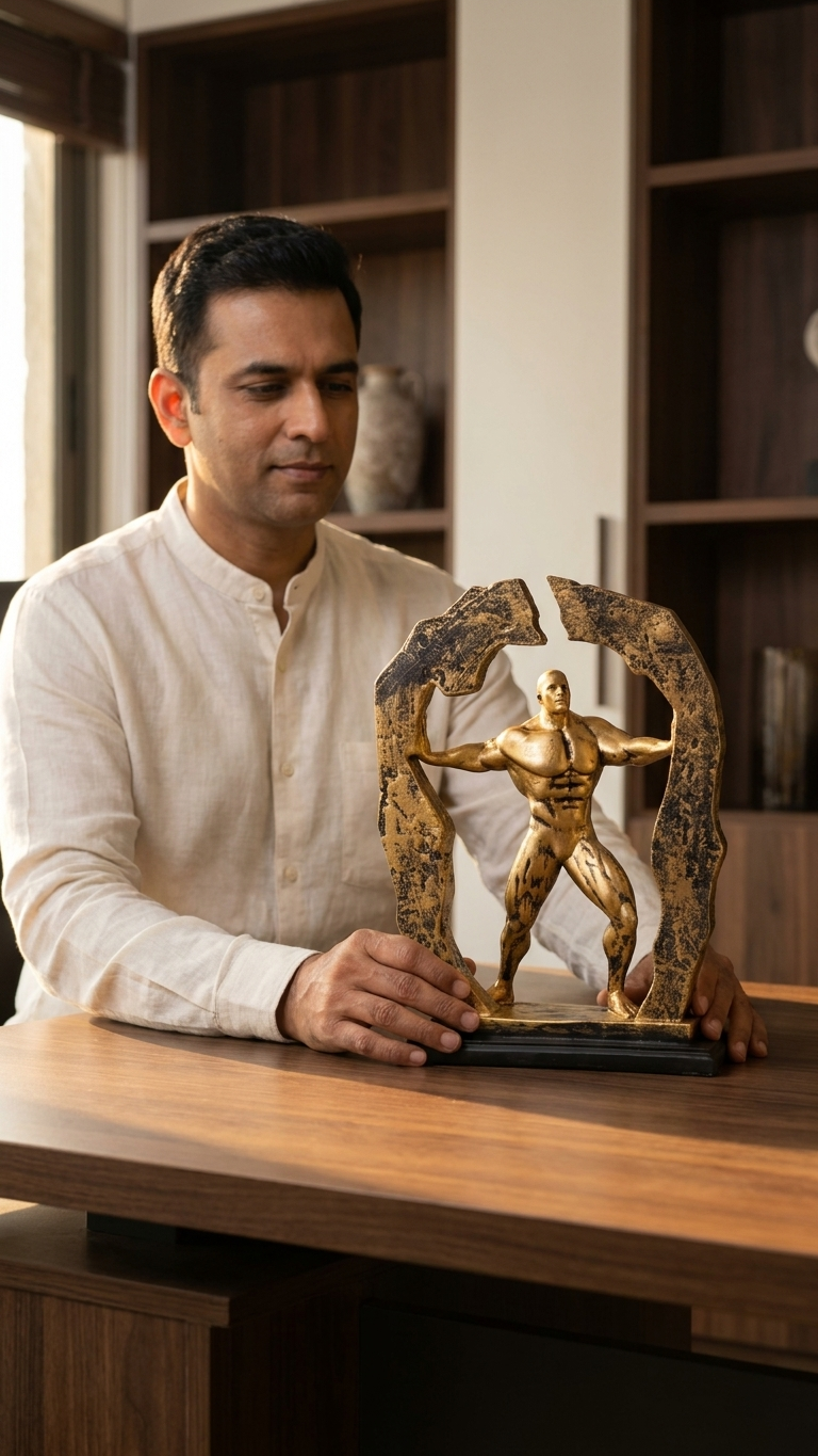The Breakthrough Man Sculpture – Luxury Success & Strength Decor Showpiece for Home & Office