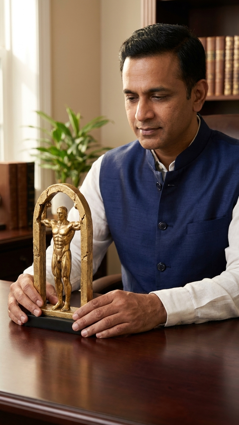 The Breakthrough Man Sculpture – Luxury Success & Strength Decor Showpiece for Home & Office